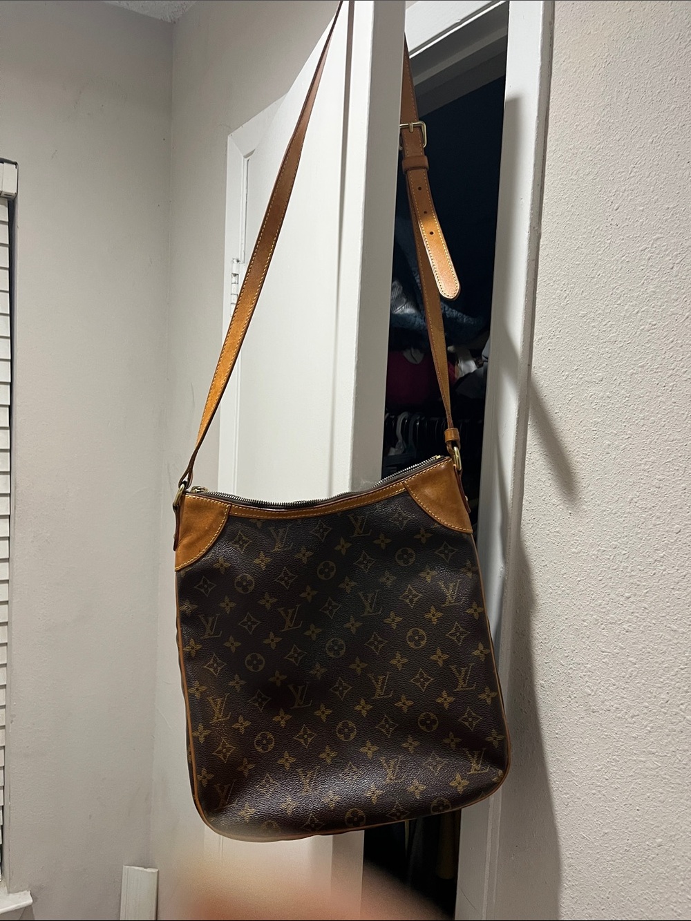 Louis Vuitton Brown Monogram Canvas Crossbody with Tan Leather Trim